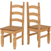 Corona Dining Chair (Pair) Distressed Waxed Pine/Cream Pu